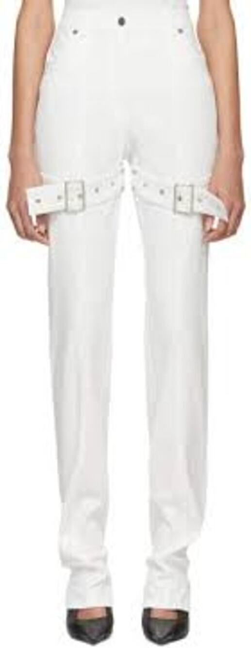 KREIST High Rise Buckled Jeans Thigh Buckle Strap Avant Garde, Sz 2/4 New W Tags